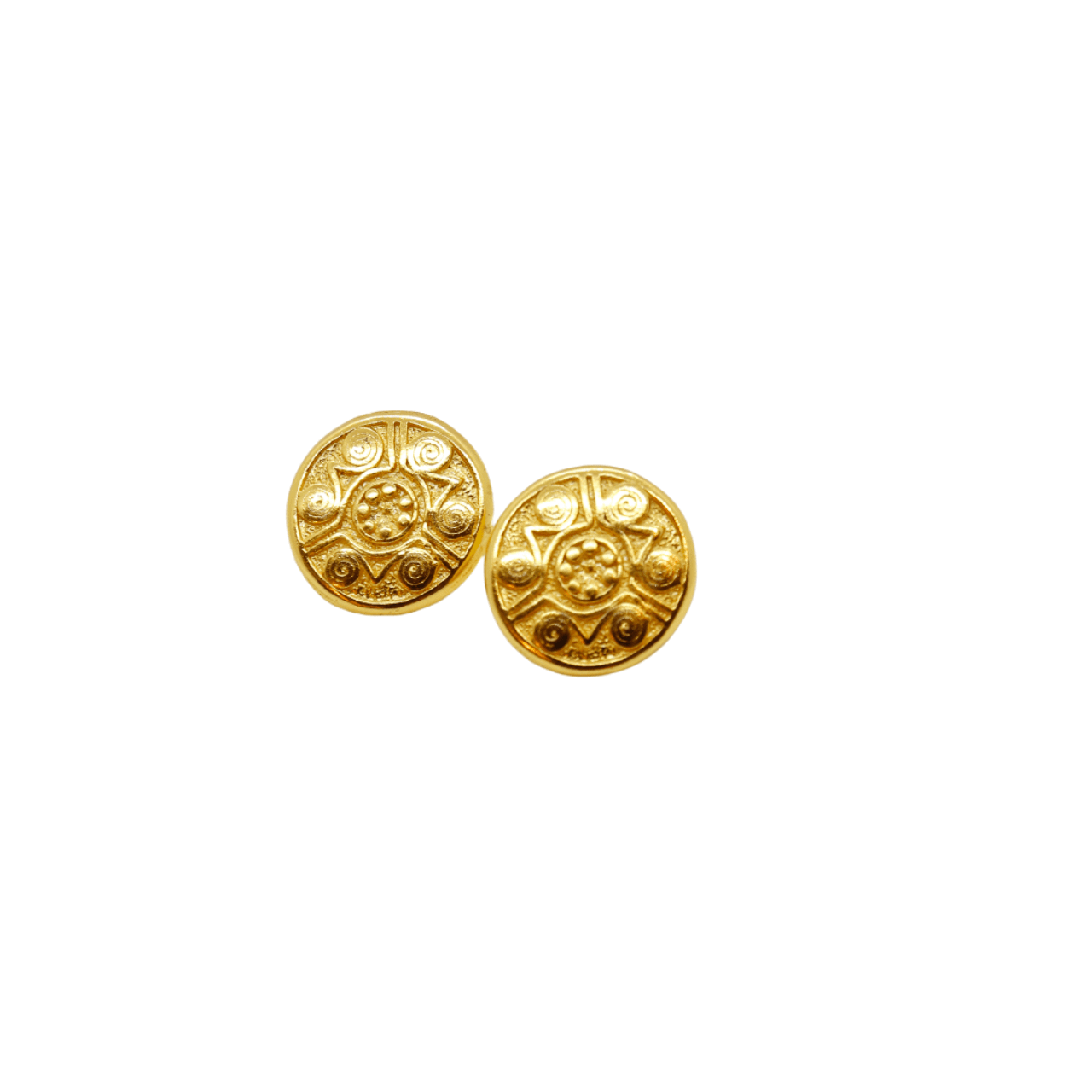 Handcrafted 24K gold plated studs earrings, inspired by ancient Pre-Colombian motifs. Ideal for daily wear or gifting on special occasions like Mother's Day, anniversaries, or birthdays