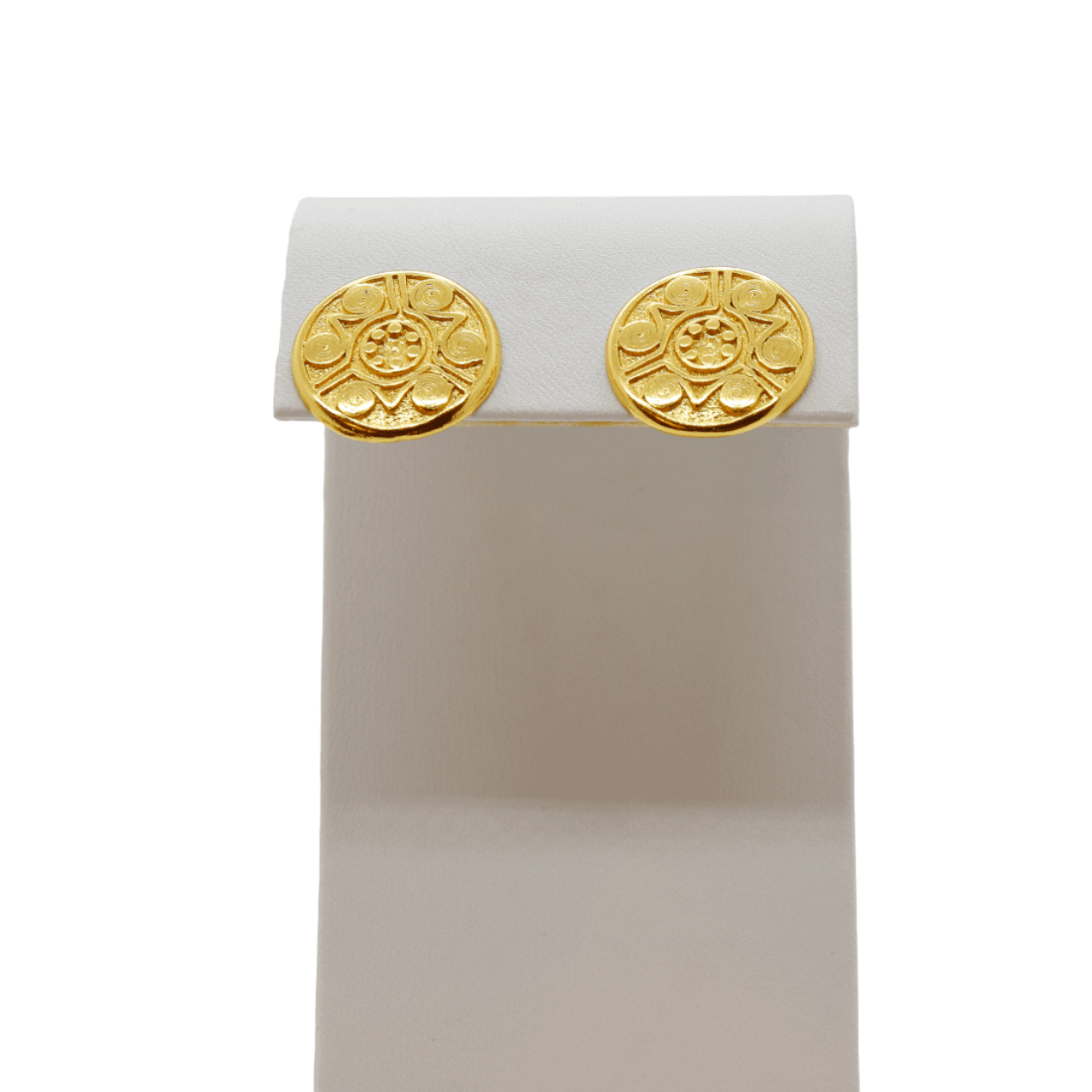 Handcrafted 24K gold plated studs earrings, inspired by ancient Pre-Colombian motifs. Ideal for daily wear or gifting on special occasions like Mother's Day, anniversaries, or birthdays