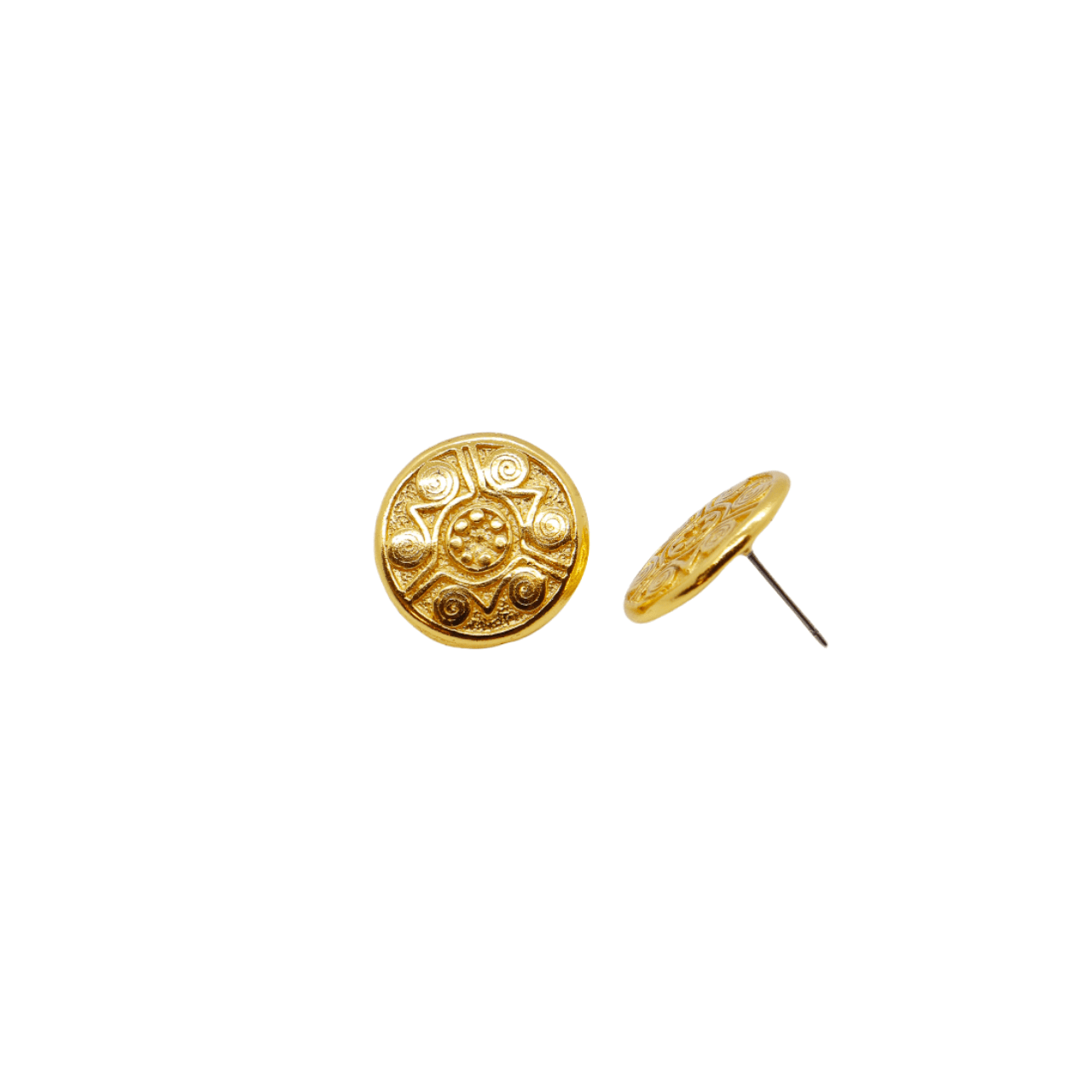 Handcrafted 24K gold plated studs earrings, inspired by ancient Pre-Colombian motifs. Ideal for daily wear or gifting on special occasions like Mother's Day, anniversaries, or birthdays