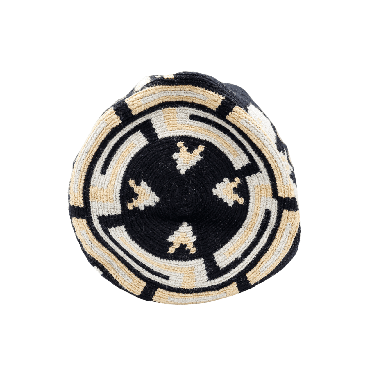 Discover the stunning Arabella Wayuu Mochila Bag in black, adorned with a charming butterflies design in vanilla and beige. This nature-inspired masterpiece evokes the beauty of the natural world, making it a captivating accessory choice.