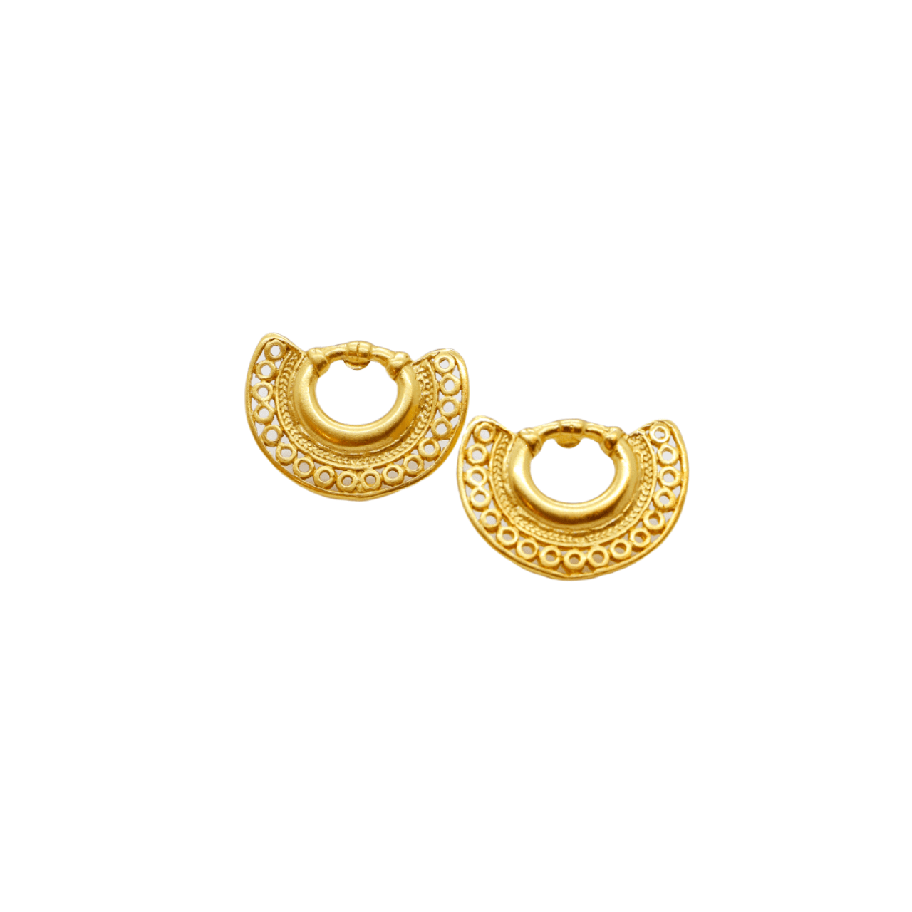 Handcrafted 24K gold plated studs earrings, inspired by ancient Pre-Colombian motifs. Ideal for daily wear or gifting on special occasions like Mother's Day, anniversaries, or birthdays