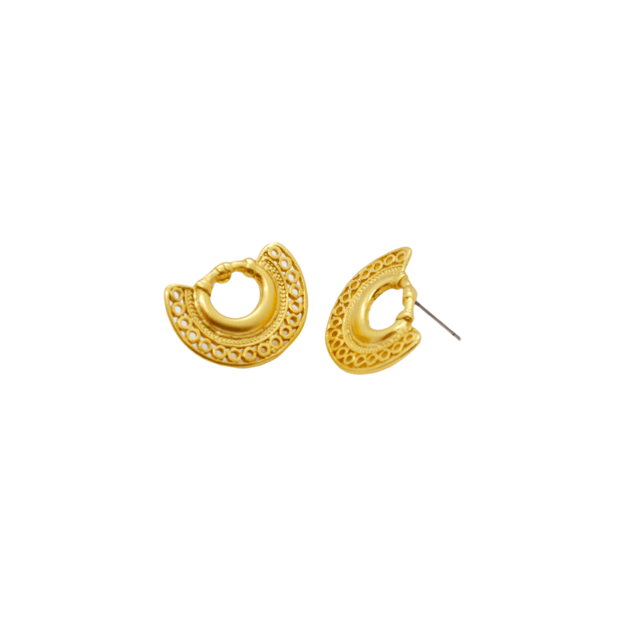 Handcrafted 24K gold plated studs earrings, inspired by ancient Pre-Colombian motifs. Ideal for daily wear or gifting on special occasions like Mother's Day, anniversaries, or birthdays