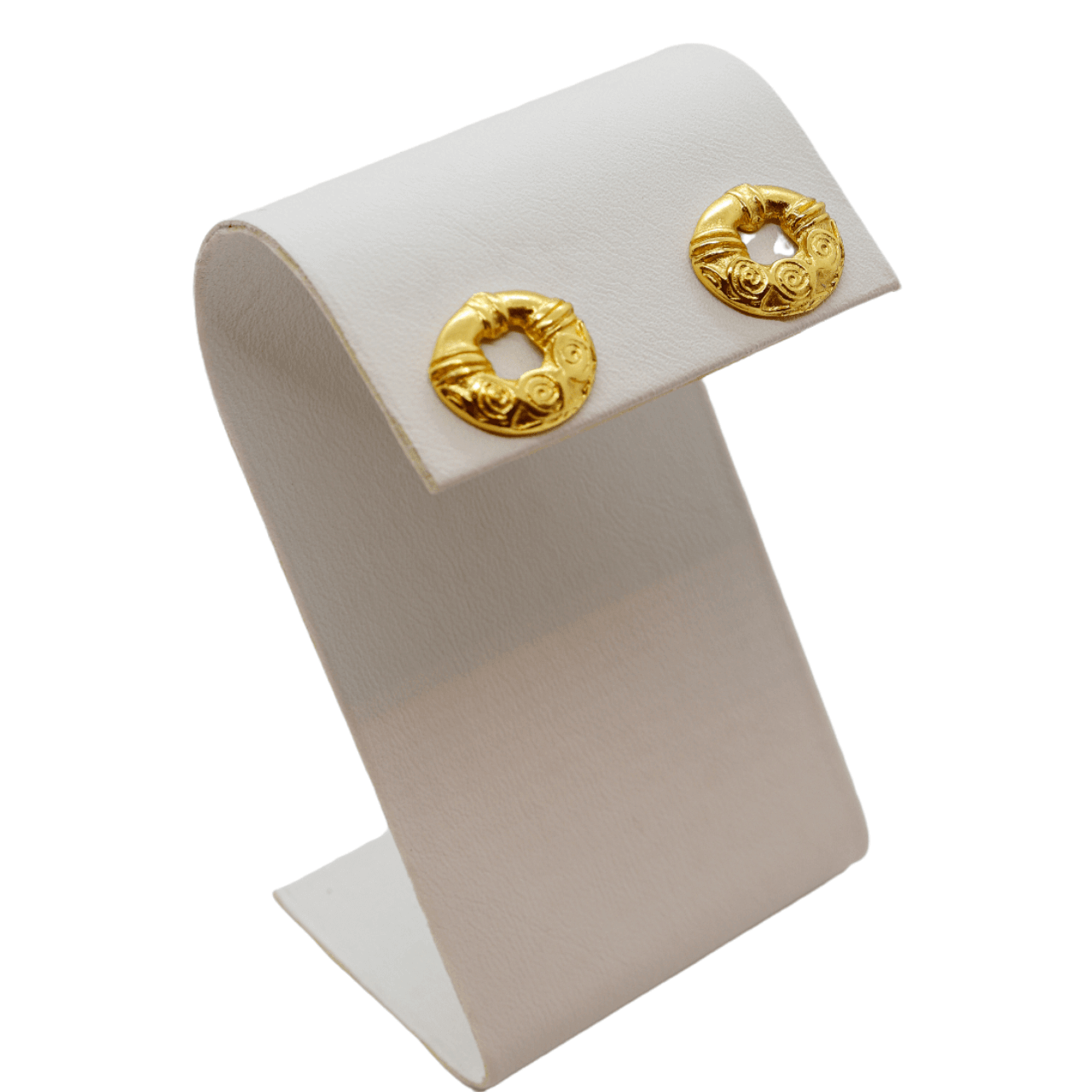 Handcrafted gold plated Carmen tiny studs earrings, inspired by ancient Colombian motifs. Ideal for daily wear or gifting on special occasions like Mother's Day, anniversaries, or birthdays