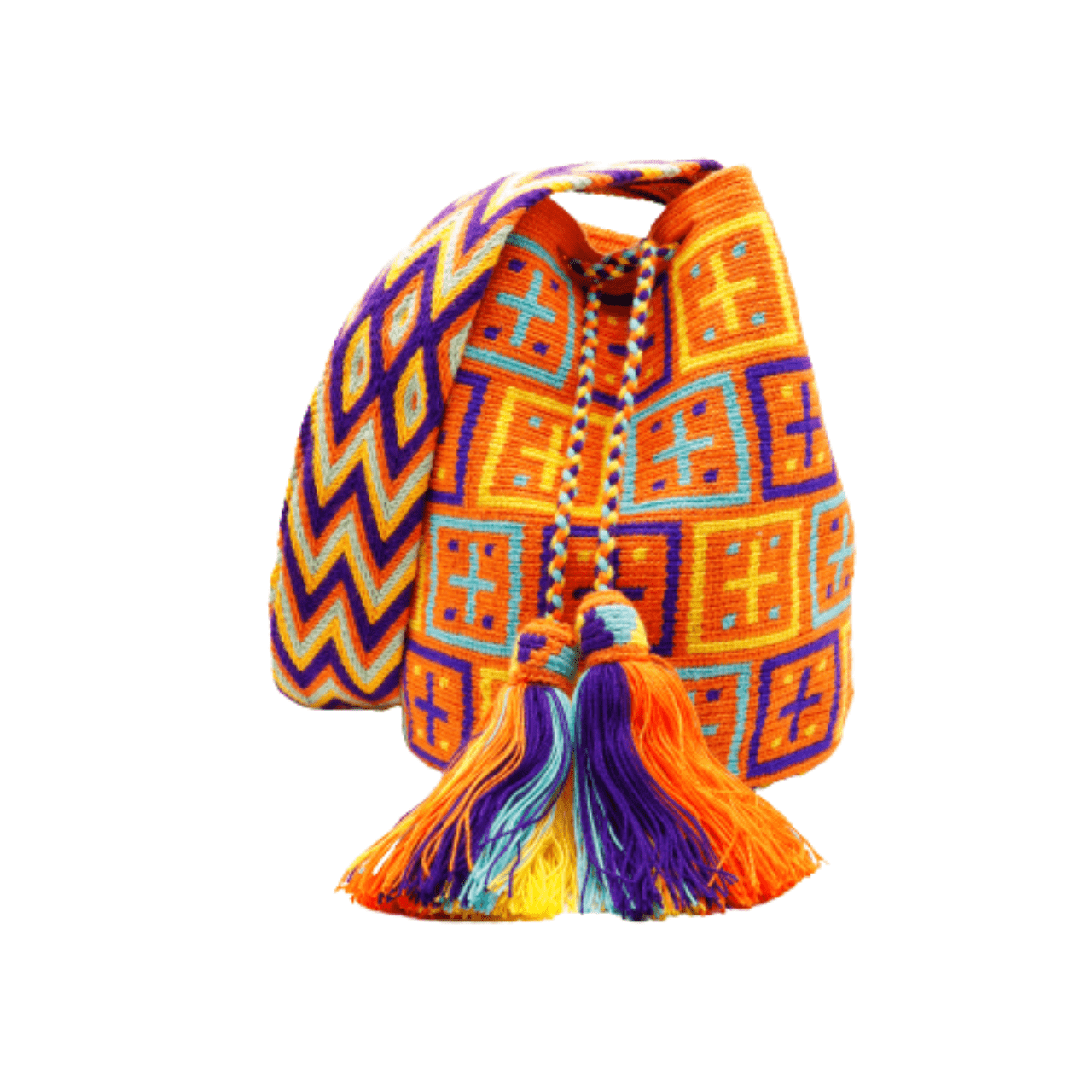 This gorgeous and unique Wayuu bag features a happy and vibrant palette of warm colors. Its eye-catching beauty will draw attention wherever you go. Shop now and make a statement with this stunning Wayuu bag.