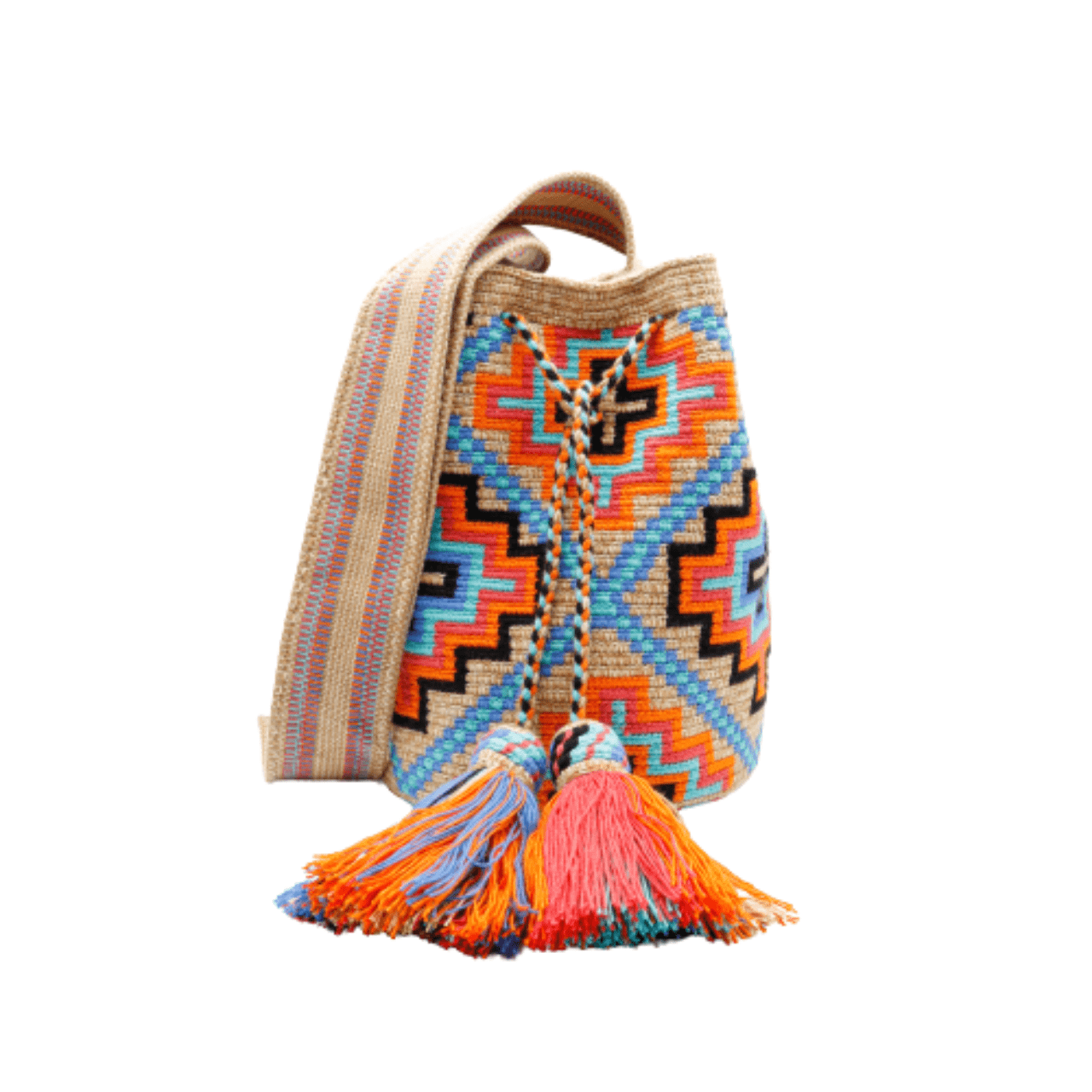 Clover Wayuu Bag in Warm Colors - Handmade Artisan Craftsmanship - Unique Piece of Art Symbolizing Strength, Love, and Commitment