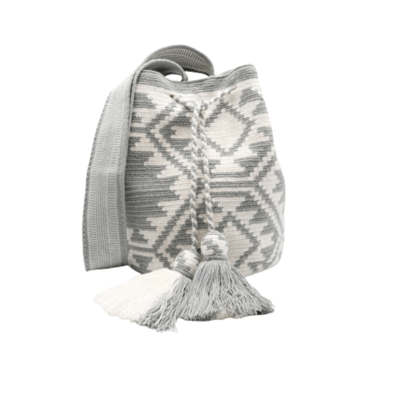 Eva Wayuu Bag - White and Fog Gray Color Blend - Elegant and Timeless Design - Handcrafted Beauty