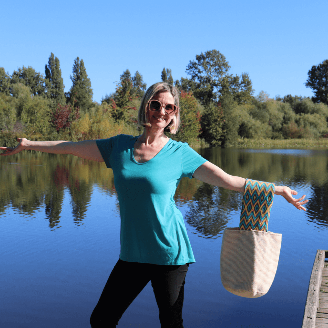 Feray Bucket Bag - Solid Beige with Short Wide Handle in Vibrant Colors. Wear as Shoulder Strap or Purse.