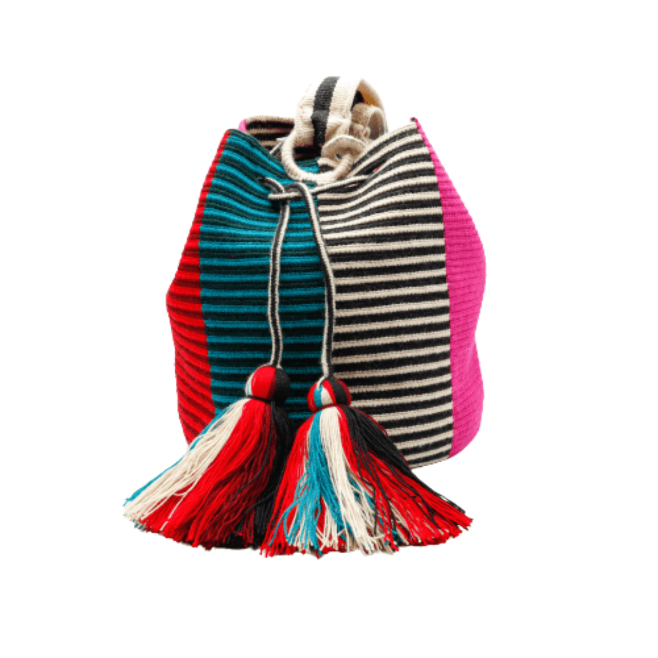 Jade Wayuu Bag with Double Handle - Vibrant Rainbow of Colors - Handcrafted Beauty and Versatile Style