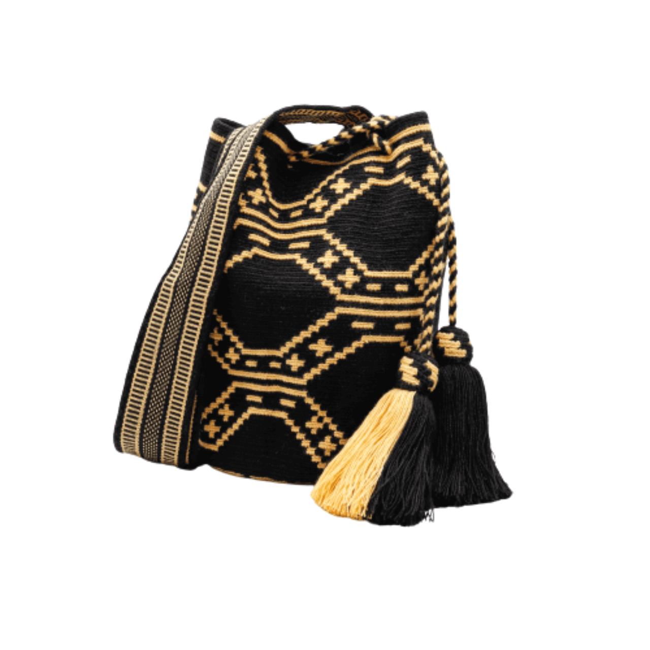 Jime Wayuu Bag - Vanilla and Black Color Blend - Bold Design - Handcrafted Beauty and Stylish Elegance