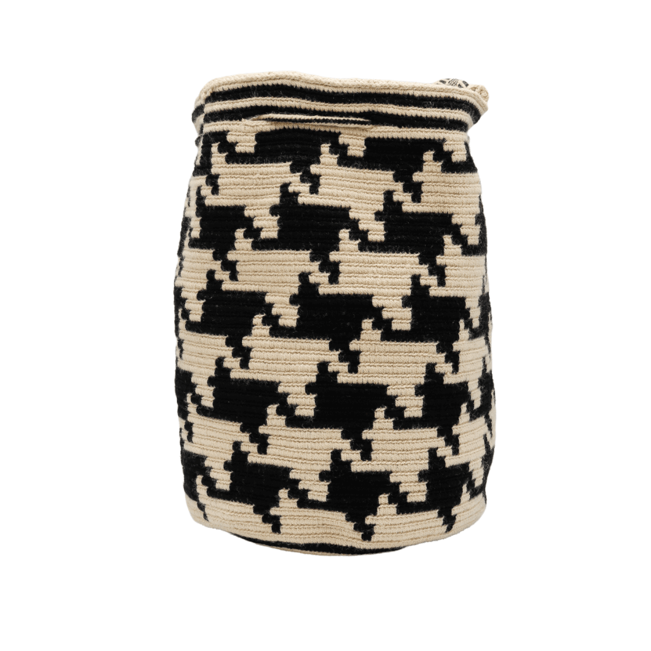 Juana Wayuu Bag-Origin Colombia: Neutral Black and Beige, Handcrafted Elegance