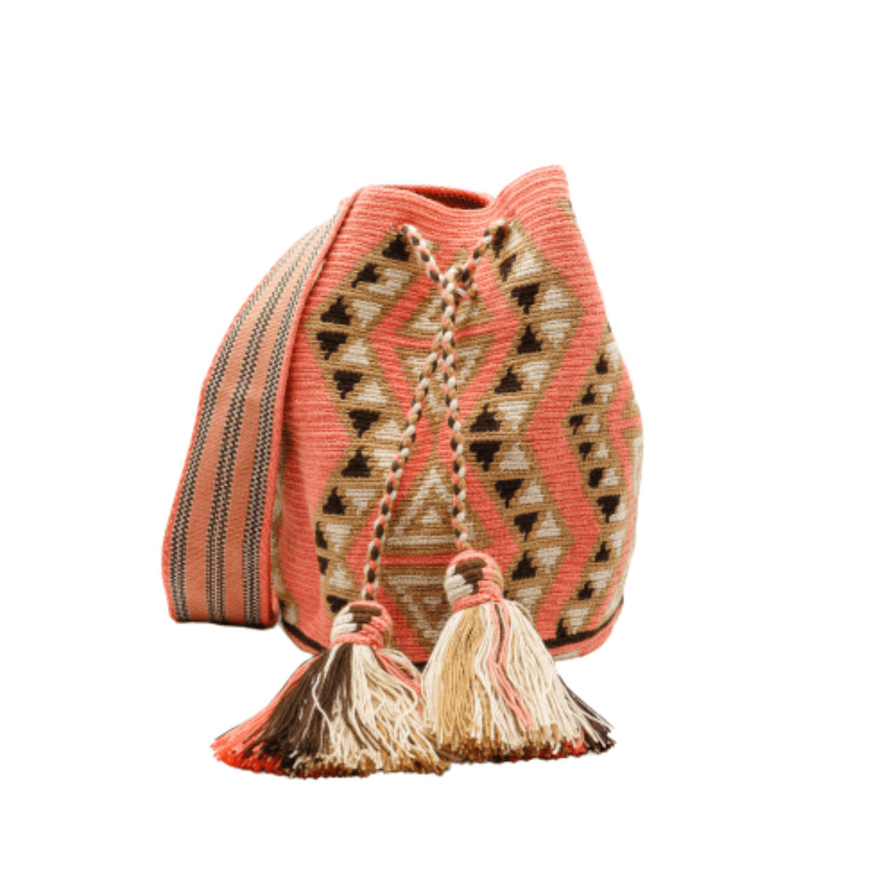 Lavinia Wayuu Bag - Rose Pink, Beige, and Brown Shades - Stunning Design - Exquisite Craftsmanship and Timeless Style