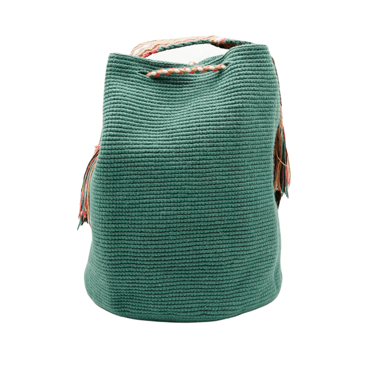 Liz Wayuu bag in sage green - Handmade crochet bag with intricate design, showcasing artisan craftsmanship from Colombia.