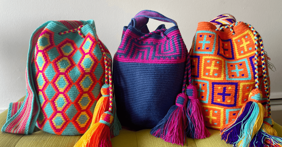  Best-Seller Classic WAYUU Bag, Original Crochet Crossbody,  Handmade Colombian Bucket Bag, Ethical Purse, Artisanmade. (Dama) :  Handmade Products