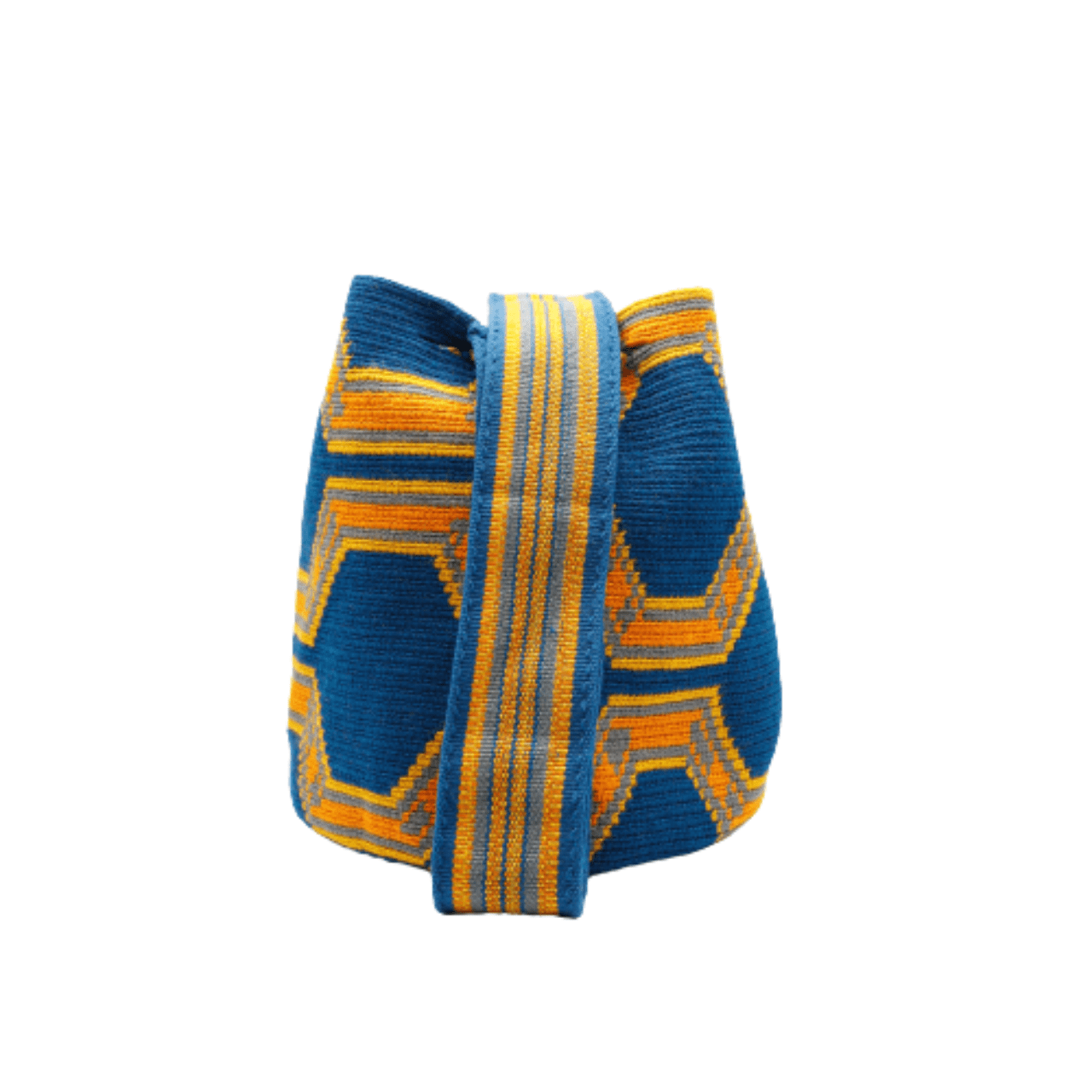 Valeria Wayuu Bag in Blue Ocean with Orange, Gray, and Yellow - Bold and Attractive Design - Handcrafted Beauty and Vibrant Colors
