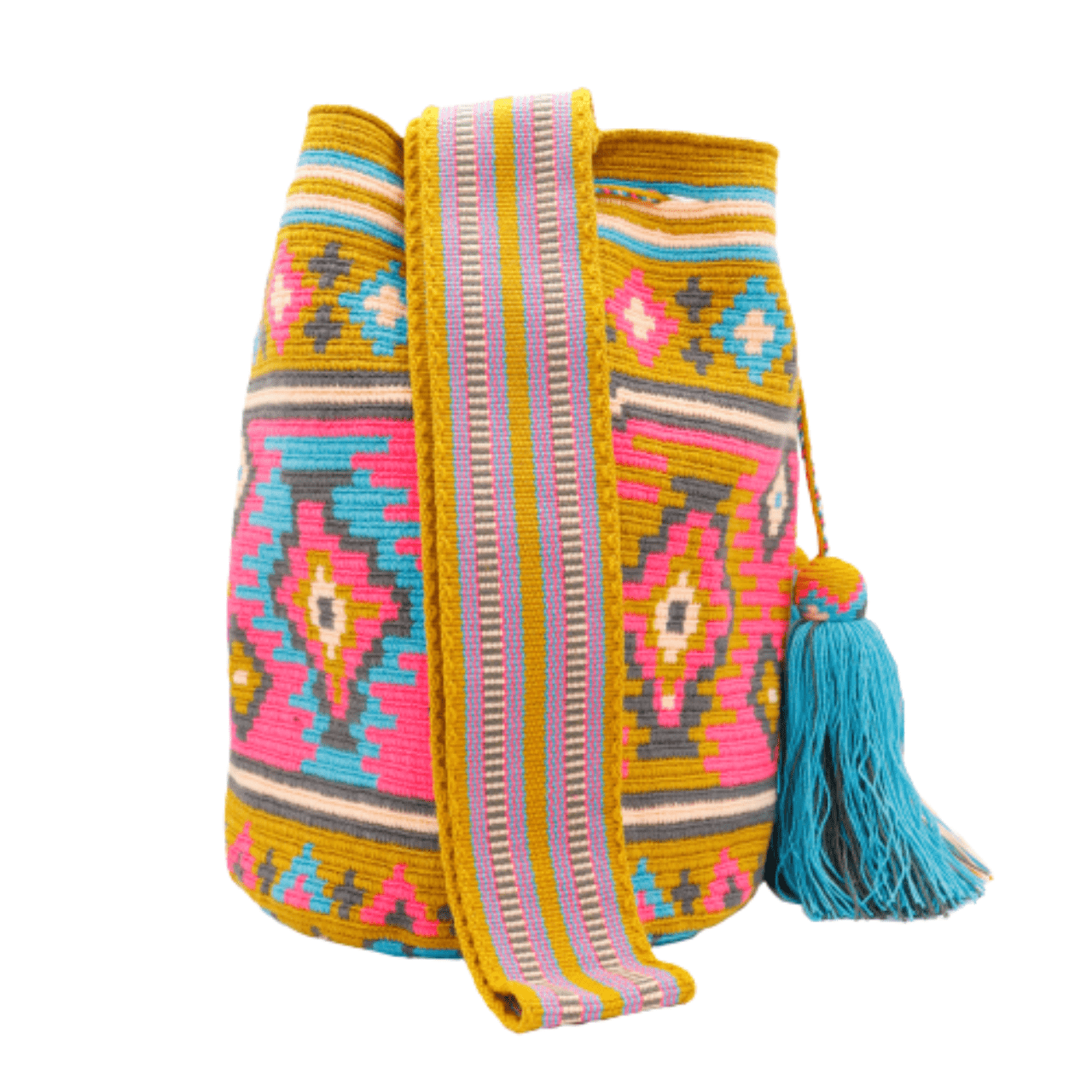 Embrace the charm of the Amelia Wayuu Bag in delightful, happy colors. This perfect companion is bound to turn heads wherever you carry it, adding a touch of joy and style to your ensemble.