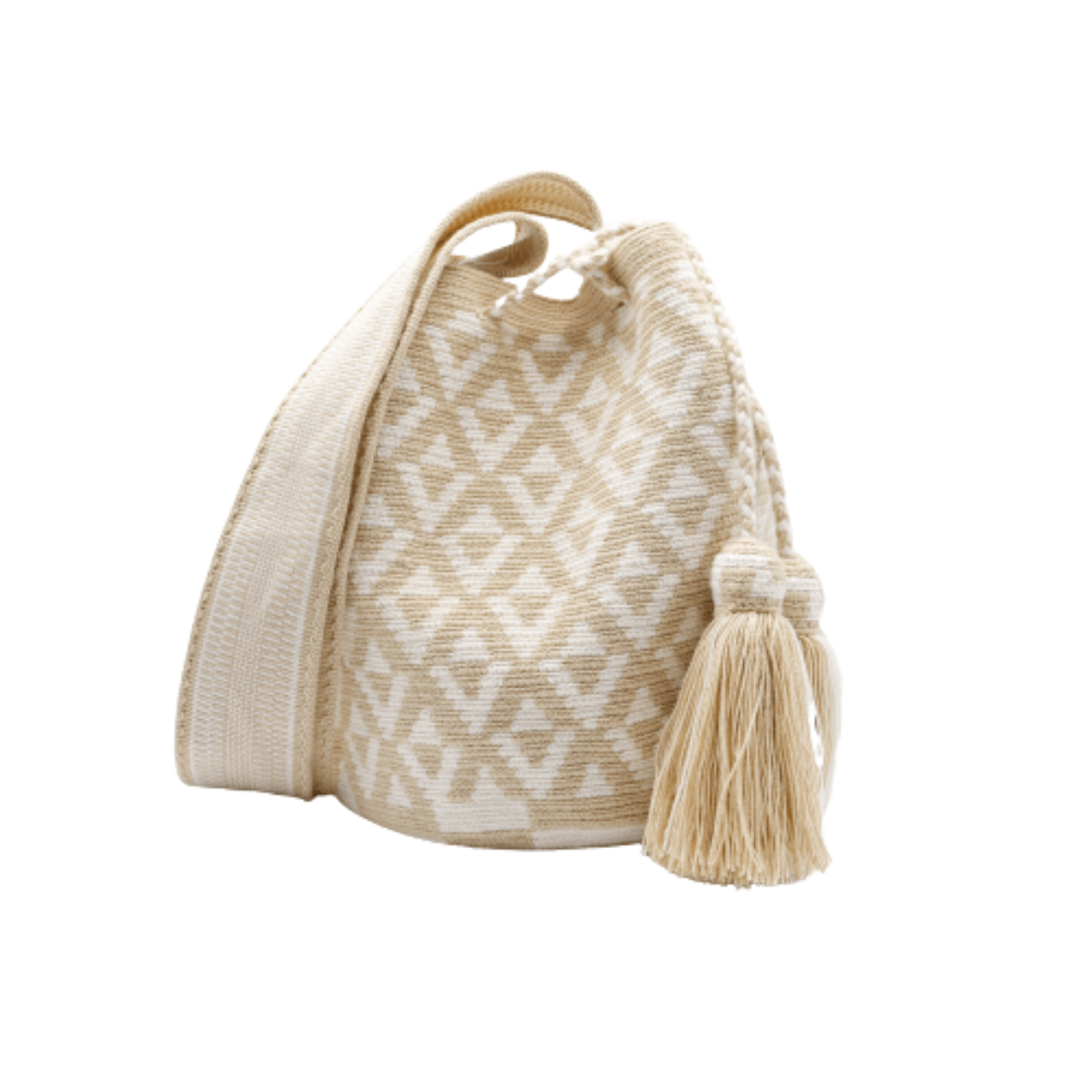 Experience the allure of our distinctive beige Wayuu bag featuring an exquisite design. This versatile and neutral accessory effortlessly enhances any outfit. Shop now and elevate your style with this must-have Wayuu bag.