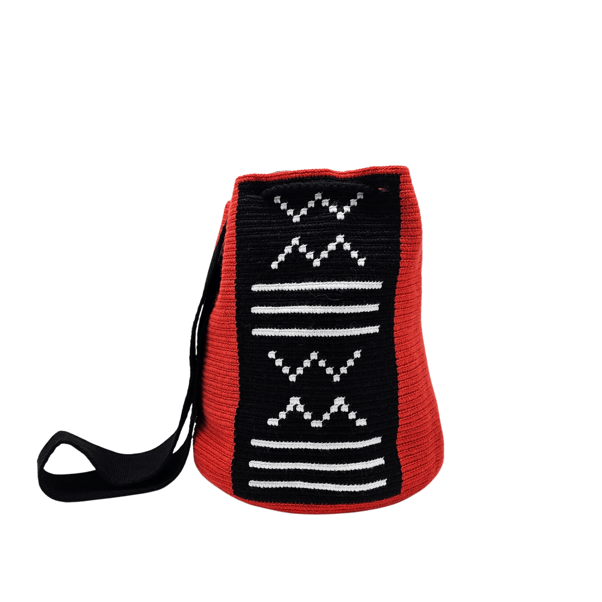 Handmade Wayuu bag by Wayuu artisans, this unique bag in black and red tones with a pre-Columbian geometric design is perfect for everyday use.