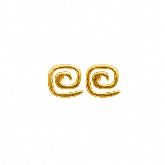 Handcrafted 24K gold plated studs earrings, inspired by ancient Pre-Colombian motifs. Ideal for daily wear or gifting on special occasions like Mother's Day, anniversaries, or birthdays