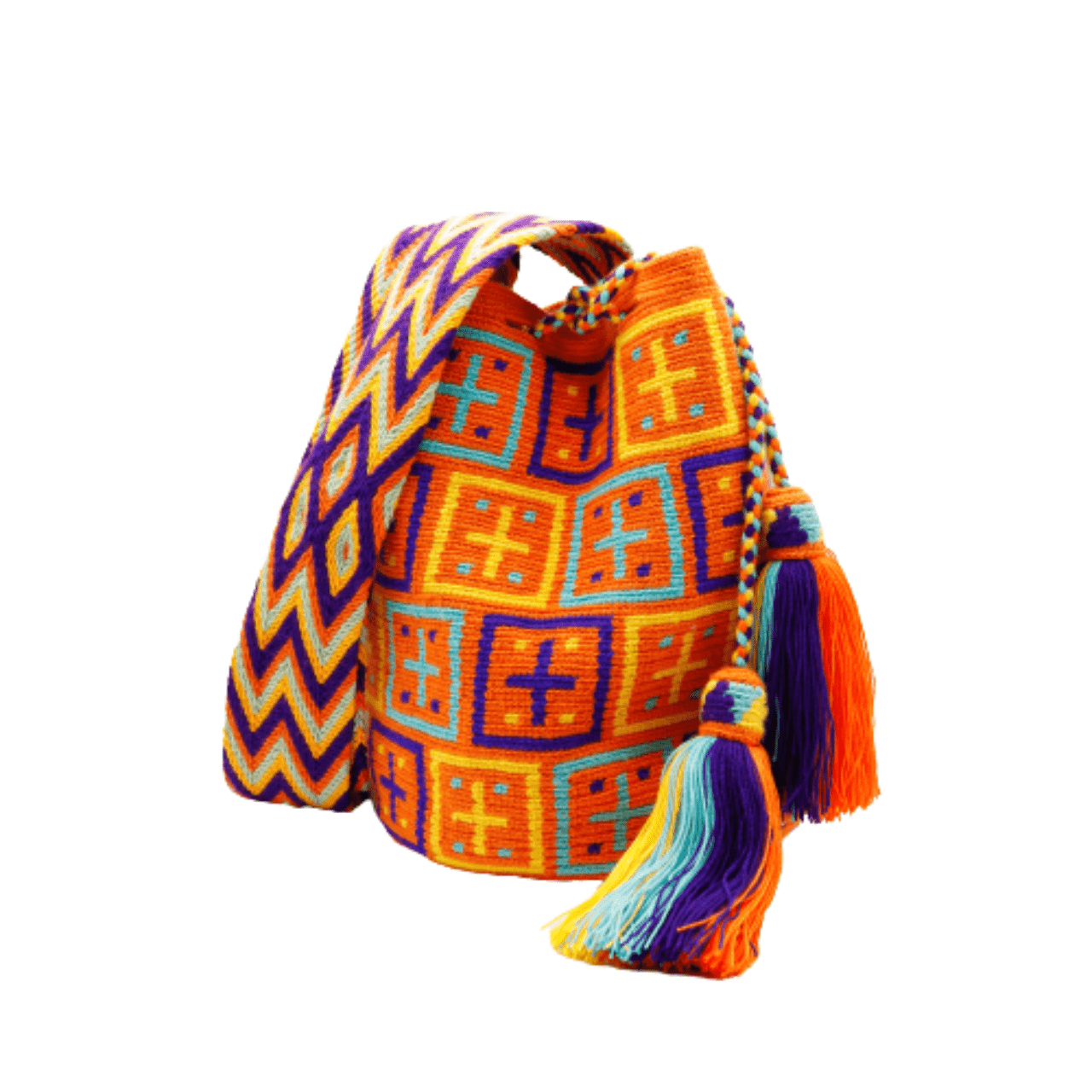This gorgeous and unique Wayuu bag features a happy and vibrant palette of warm colors. Its eye-catching beauty will draw attention wherever you go. Shop now and make a statement with this stunning Wayuu bag.