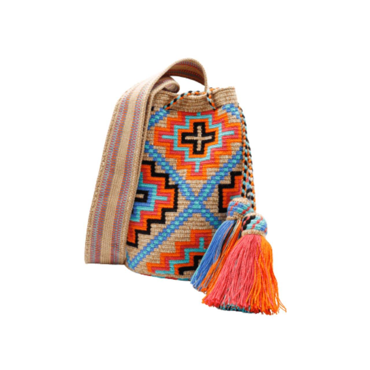 Clover Wayuu Bag in Warm Colors - Handmade Artisan Craftsmanship - Unique Piece of Art Symbolizing Strength, Love, and Commitment
