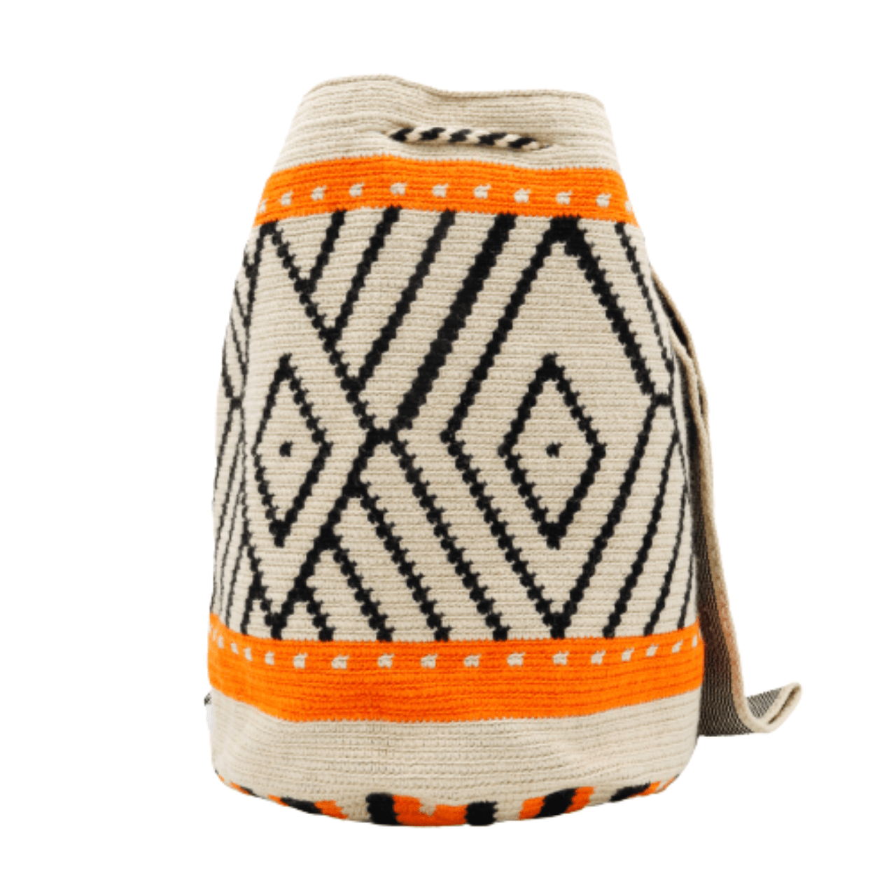 Enhance your style with the captivating Eira Wayuu Bag featuring a beautiful combination of beige, black, and orange. Adorned with a stunning pattern, this Wayuu bag remains a beloved choice, adding a touch of timeless charm to any outfit.