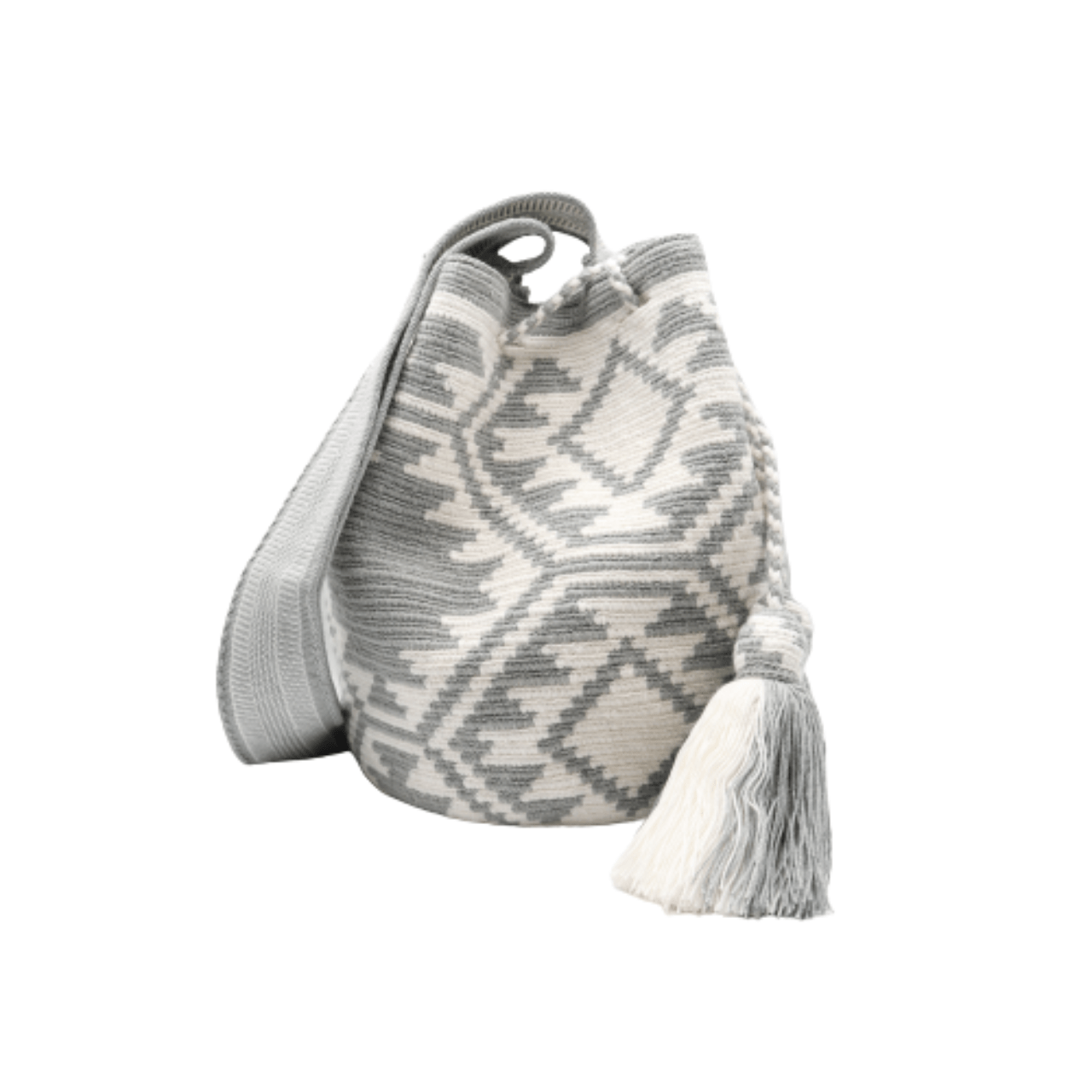 Eva Wayuu Bag - White and Fog Gray Color Blend - Elegant and Timeless Design - Handcrafted Beauty