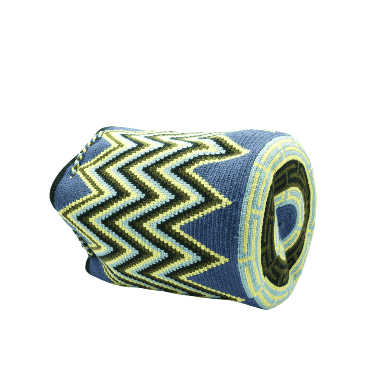 Hattie Wayuu Bag - Handmade in Colombia, showcasing a beautiful blend of greens and blues, exuding a vibrant and captivating allure.