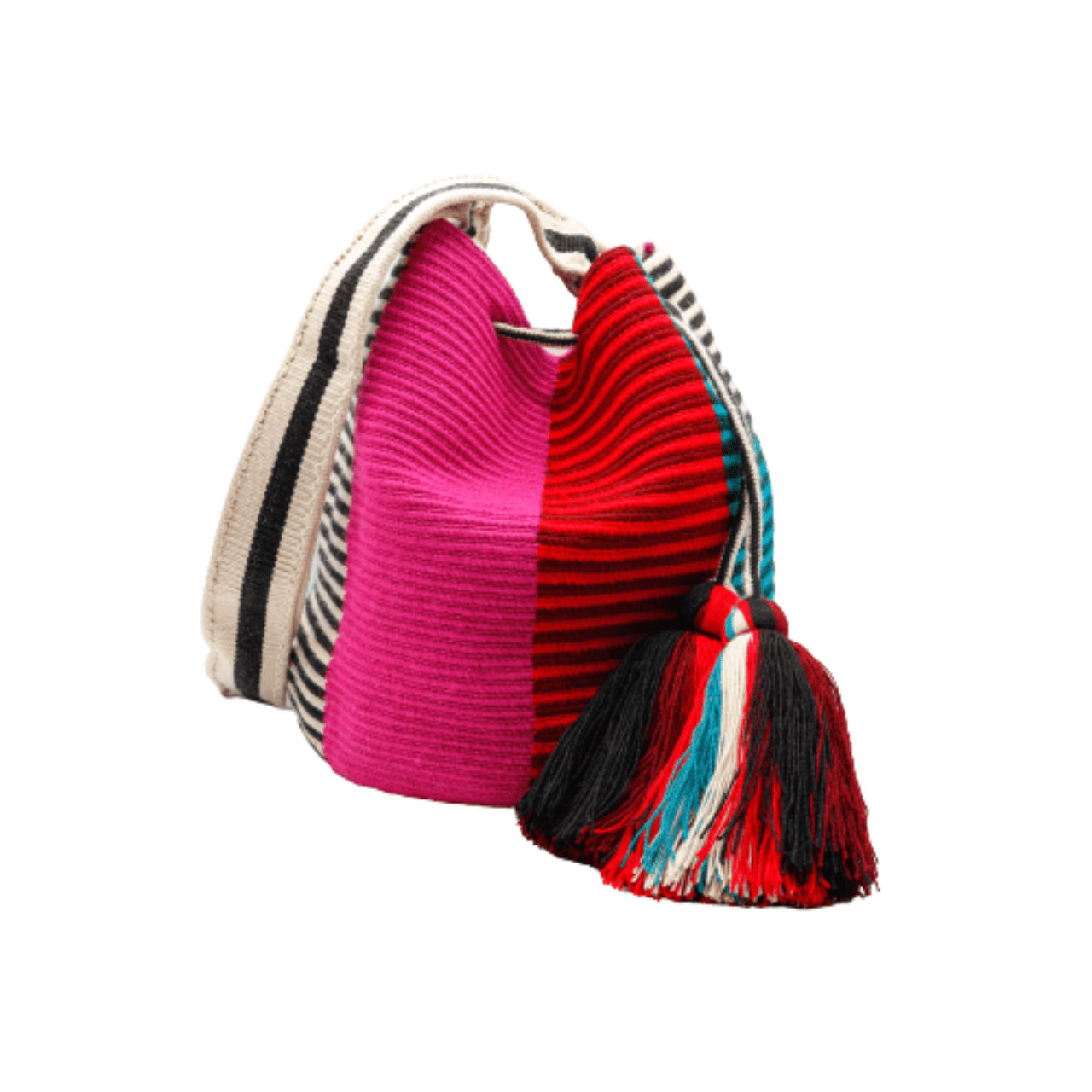 Jade Wayuu Bag with Double Handle - Vibrant Rainbow of Colors - Handcrafted Beauty and Versatile Style