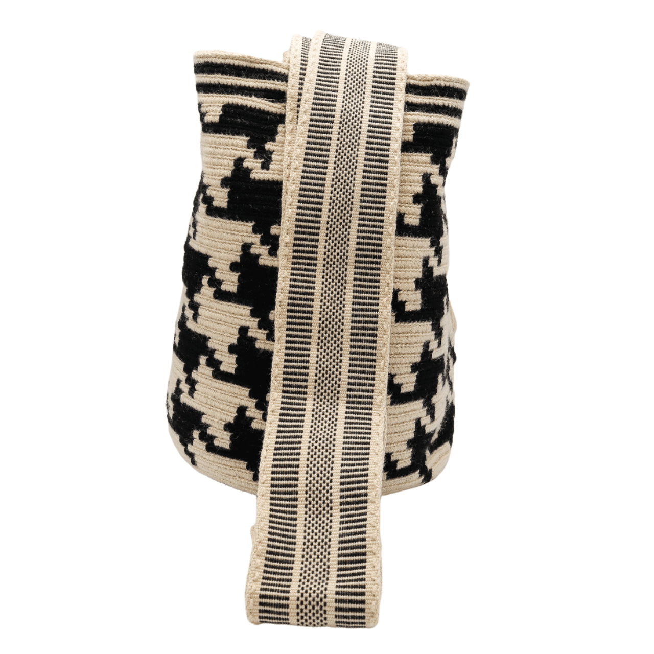 Juana Wayuu Bag-Origin Colombia: Neutral Black and Beige, Handcrafted Elegance