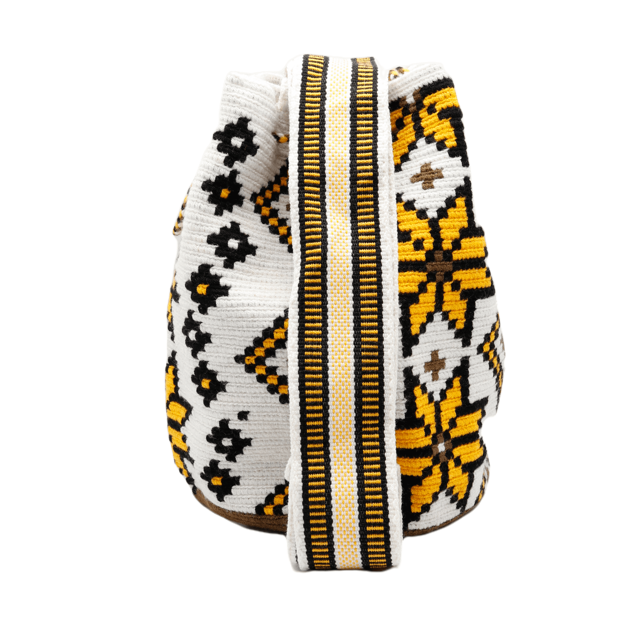 Experience the excellence of the Lau Wayuu Bag in white, yellow, and black shades. Meticulously crafted with top-quality materials, this bag showcases exceptional craftsmanship. Shop now for a stylish addition to your collection.
