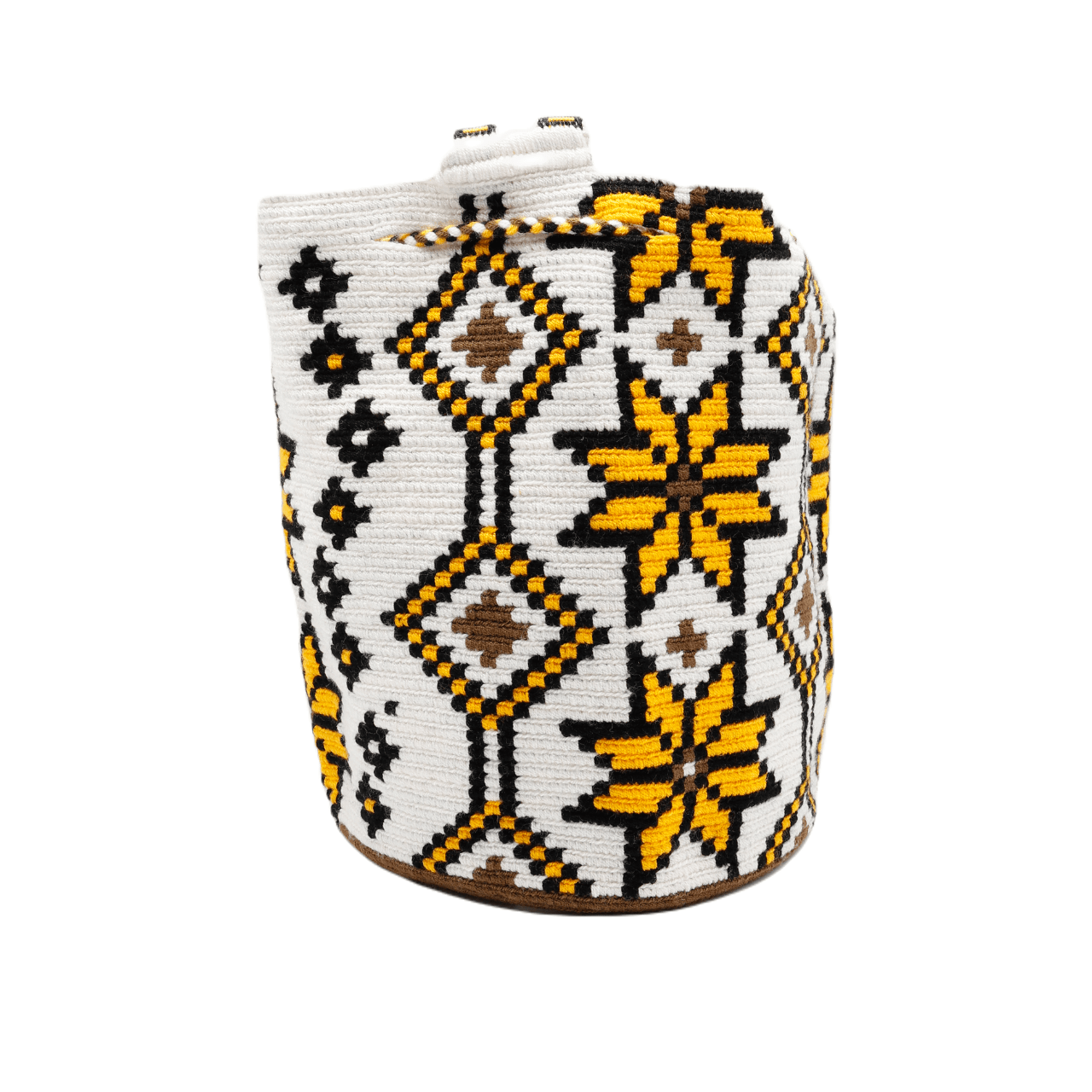 Experience the excellence of the Lau Wayuu Bag in white, yellow, and black shades. Meticulously crafted with top-quality materials, this bag showcases exceptional craftsmanship. Shop now for a stylish addition to your collection.