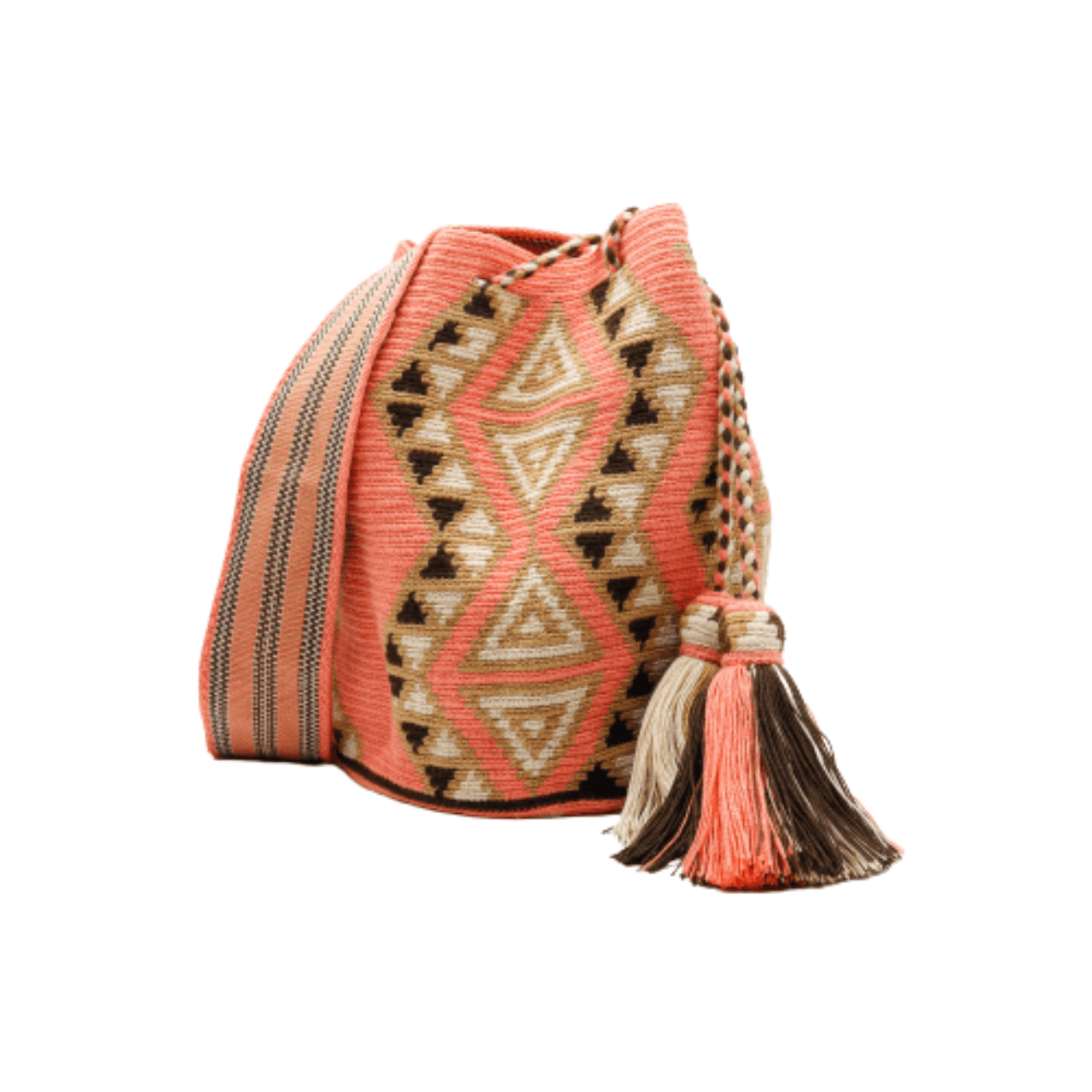 Lavinia Wayuu Bag - Rose Pink, Beige, and Brown Shades - Stunning Design - Exquisite Craftsmanship and Timeless Style
