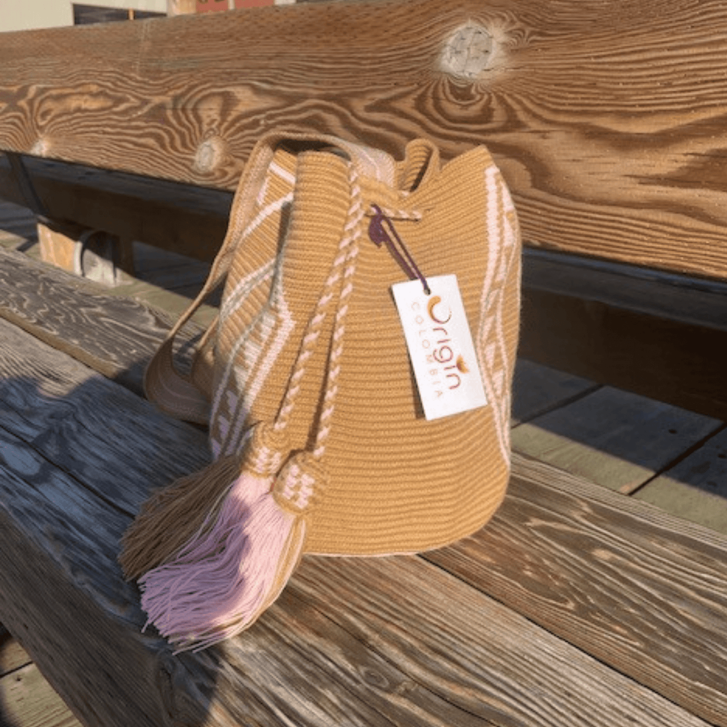 Handmade Rene Colombia Wayuu Bags in Brown and Pink Shades