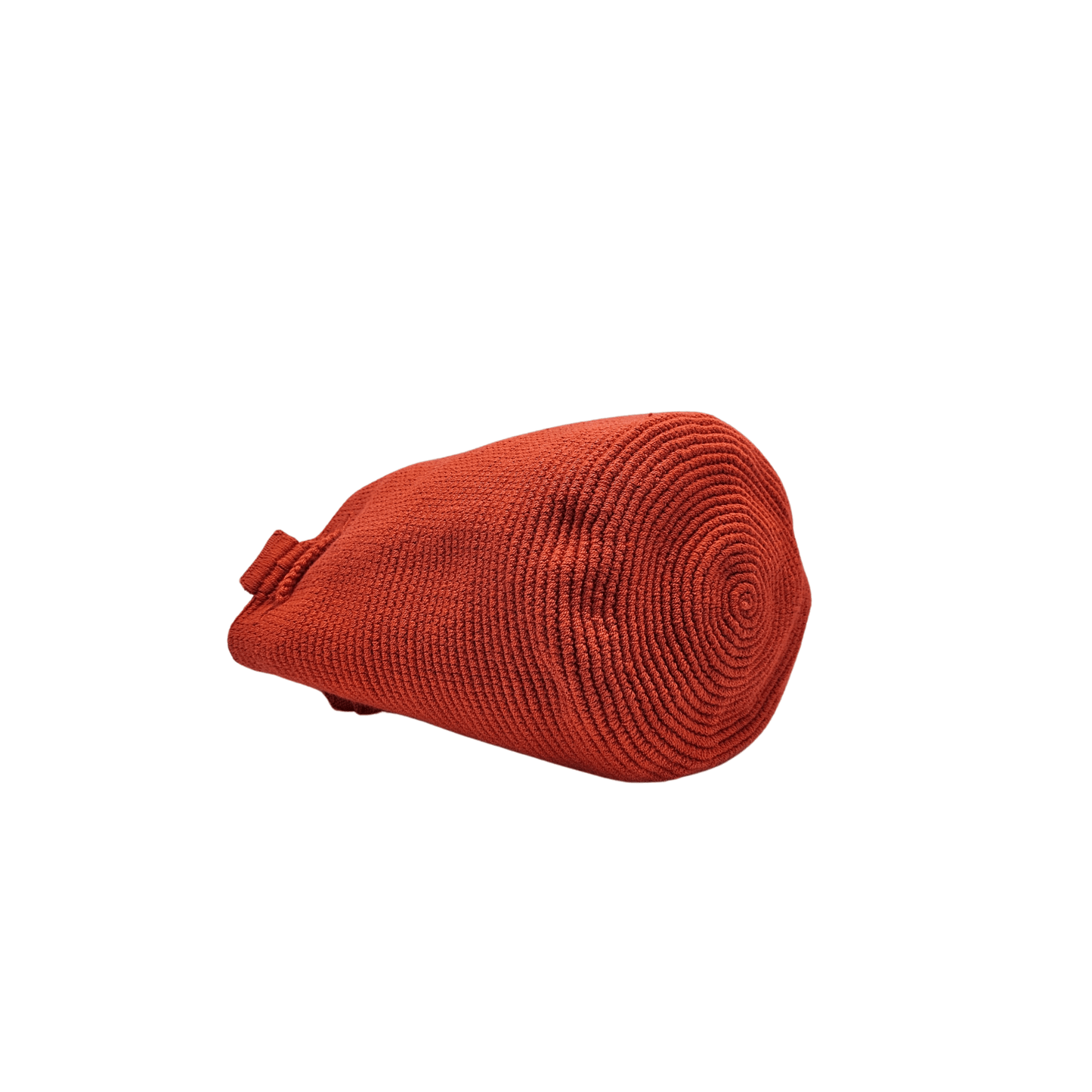 Medium-sized Wayuu bag in solid red color, featuring beautiful pom poms for drawstring closure.