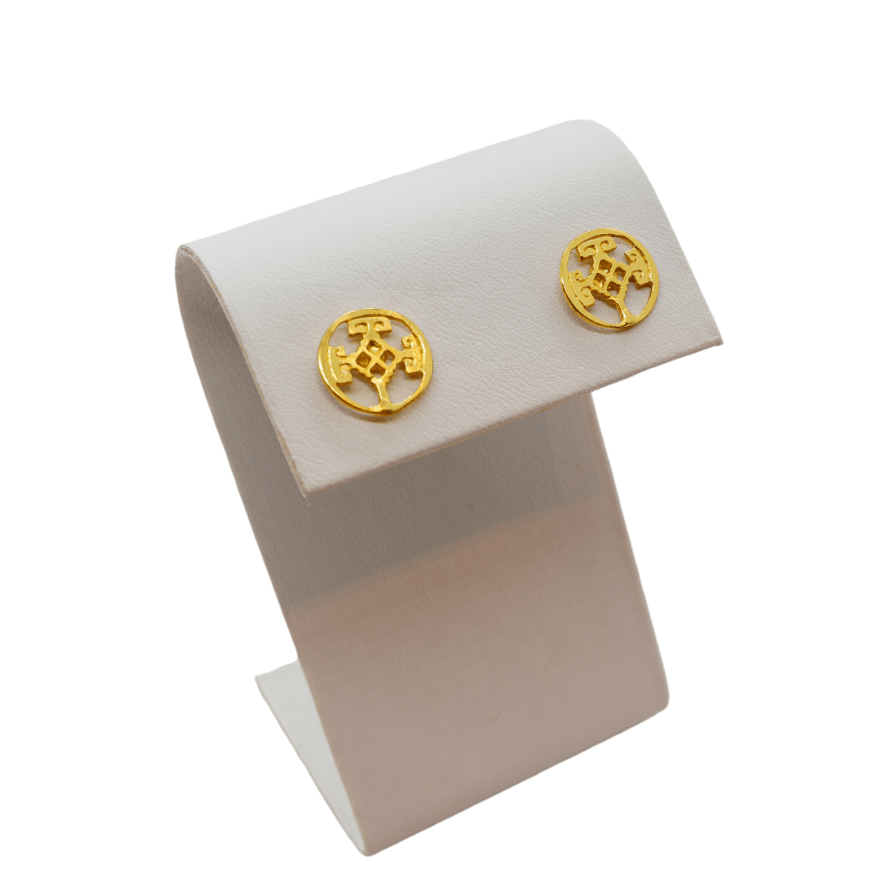 Handcrafted 24K gold plated studs earrings, inspired by ancient Pre-Colombian motifs. Ideal for daily wear or gifting on special occasions like Mother's Day, anniversaries, or birthdays