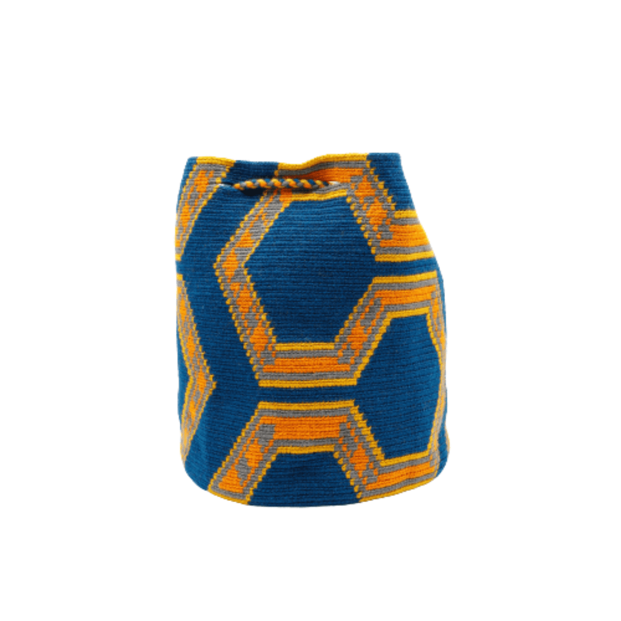 Valeria Wayuu Bag in Blue Ocean with Orange, Gray, and Yellow - Bold and Attractive Design - Handcrafted Beauty and Vibrant Colors