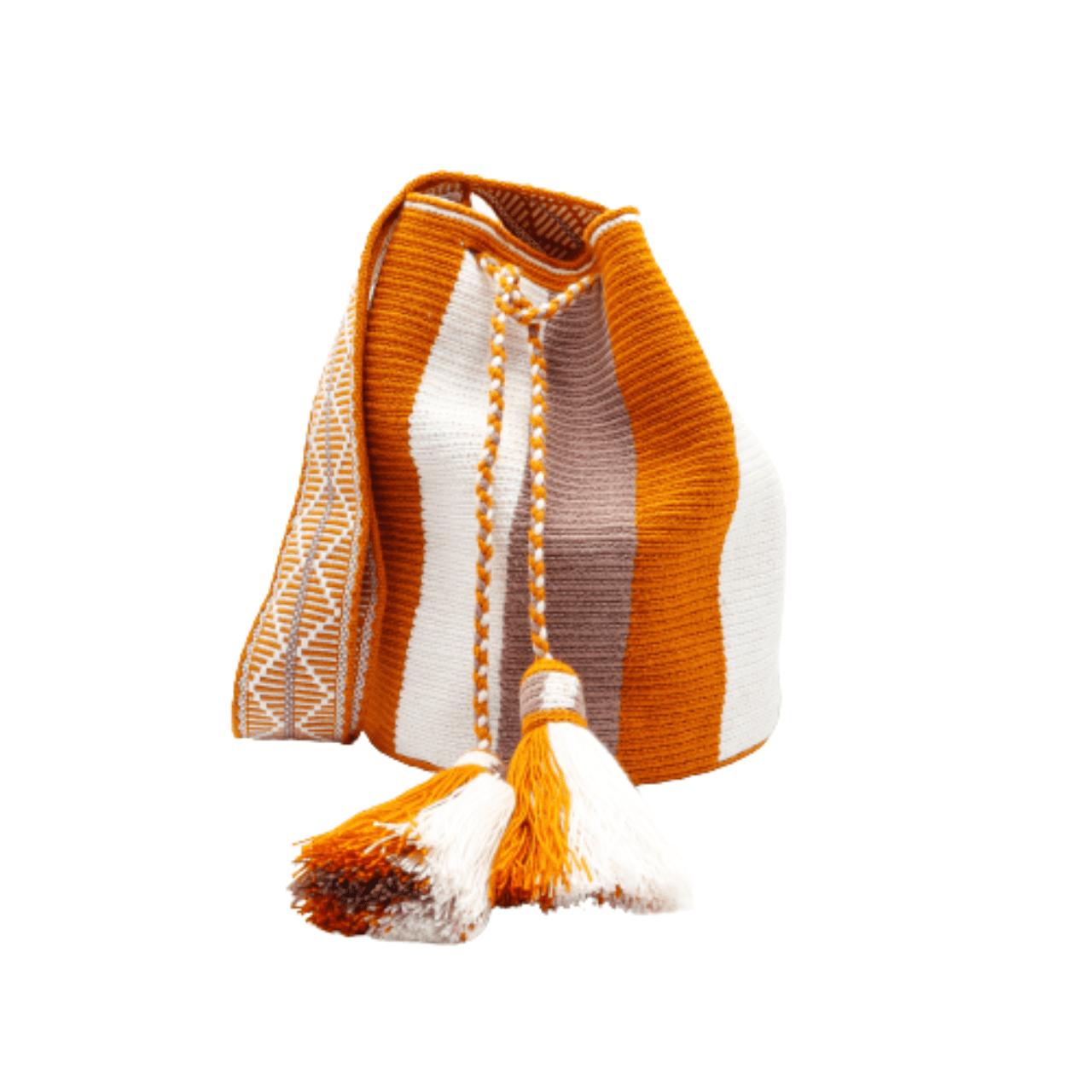Winifred Wayuu Bag - Beige, Rust, and Taupe Colors - Wide Vertical Straps - Handcrafted Beauty and Chic Style