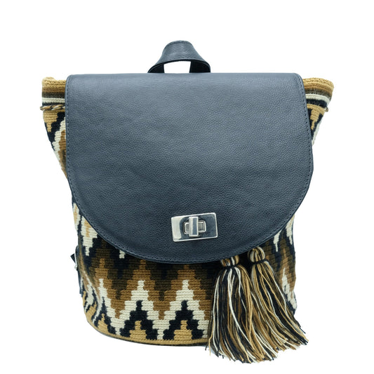 Suan Wayuu Bag, Leather Backpack - Origin Colombia