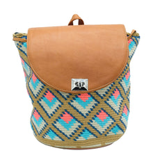 Load image into Gallery viewer, Tayrona Wayuu Bag, Leather Backpack - Origin Colombia
